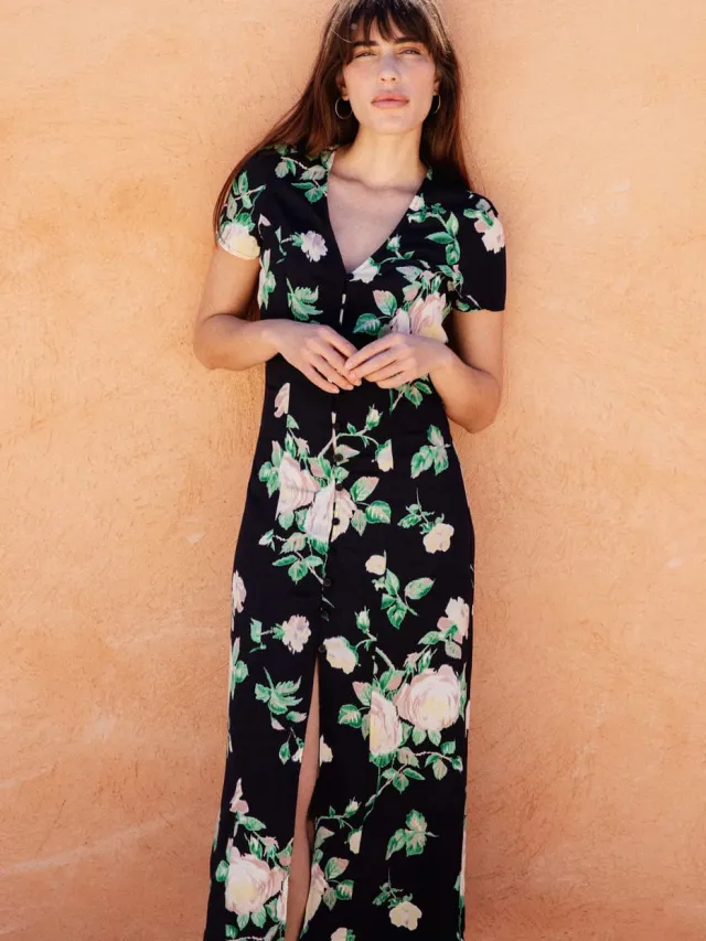 Avani dames vegan Jurk Saule Zwart Bloemenprint
