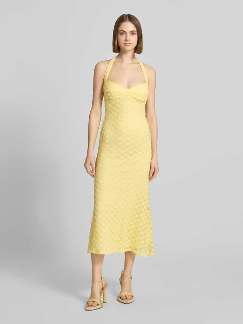 bardot Halter-neck midijurk model 'MARIKO' Geel