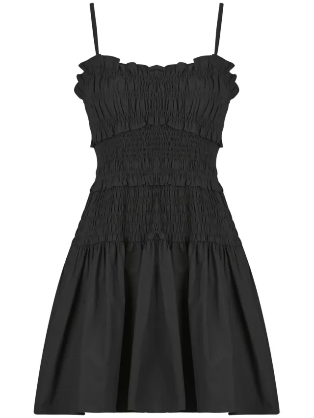MICHAEL Michael Kors Korte Jurk MICHAEL Michael Kors POPLIN SMOCKED MINI DRESS Zwart