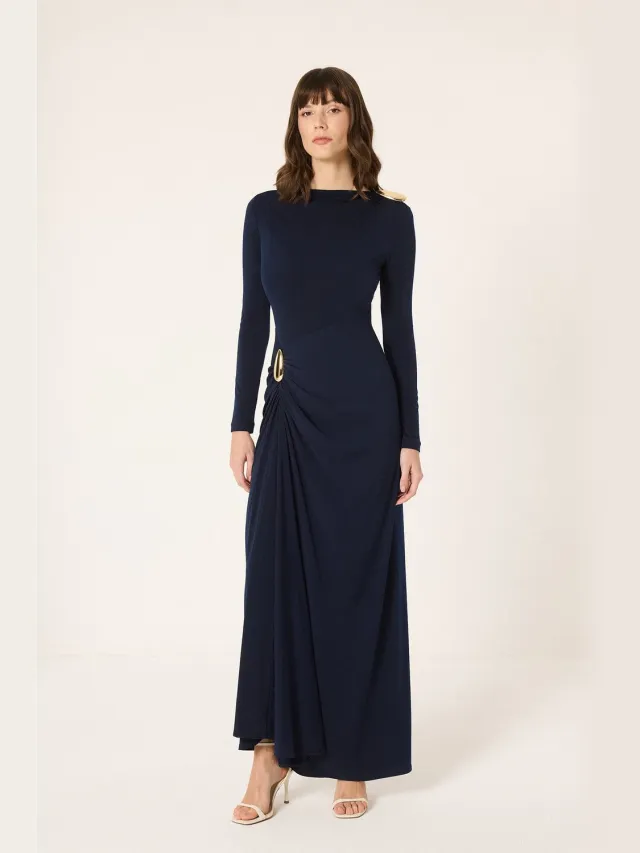 TOUCHÉ PRIVÉ Maxi-jurk met gesp - Marine - Dames