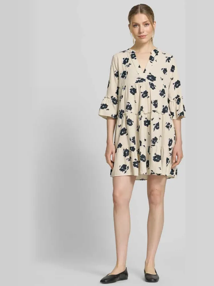 Vero Moda Uitlopende blousejurk van puur katoen model 'DICTHE' beige, foto 4
