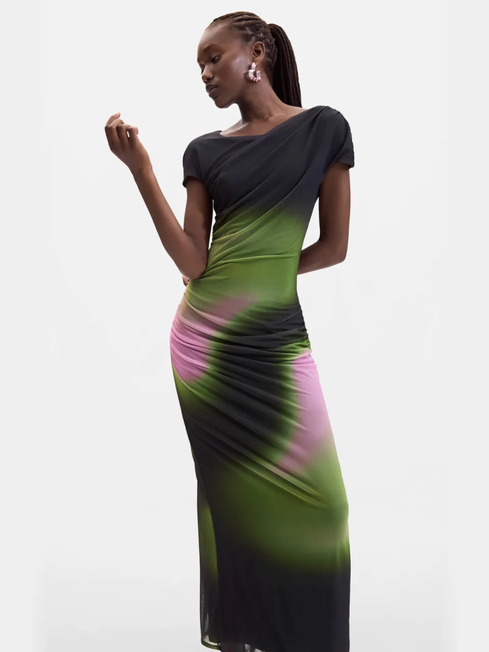 Desigual midi zomerjurk met print groen, foto 2