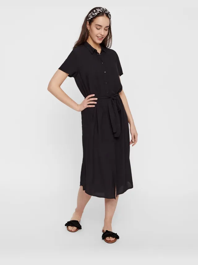 Pieces PCCECILIE SS LONG DRESS NOOS BC Dames Jurk Black