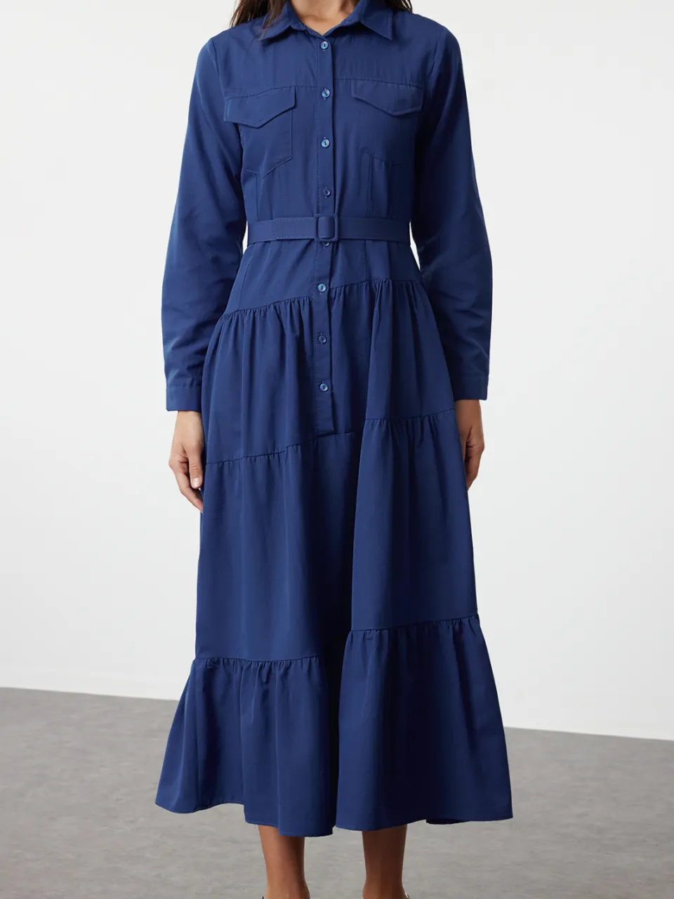 Trendyol Modest Dames Blauw Maxi Lang Casual Blousejurk Modest Jurken, foto 2