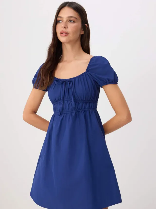 Trendyol TRENDYOLMİLLA Dames Donkerblauw Effen Kort / Mini Kort Skater Jurken Marineblauw/Blauw