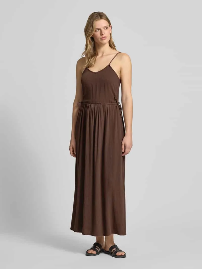Only A-lijn vrijetijdsjurk van viscose-linnenmix model 'SIESTA' Chocoladebruin
