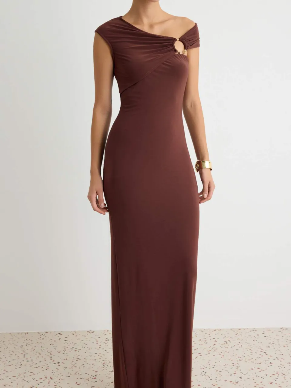 Trendyol TRENDYOLMİLLA Dames Bruin Effen Maxi Mouwloos Stijlvol/Avond Recht Avond & Gala Jurk, foto 2