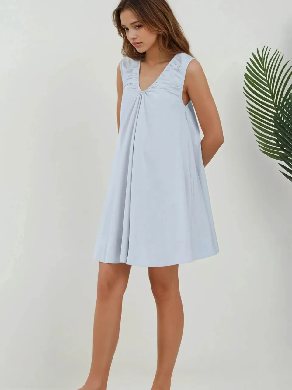 Hiccup Mini U Kraag A-Form Kleid lichtblauw, foto 2