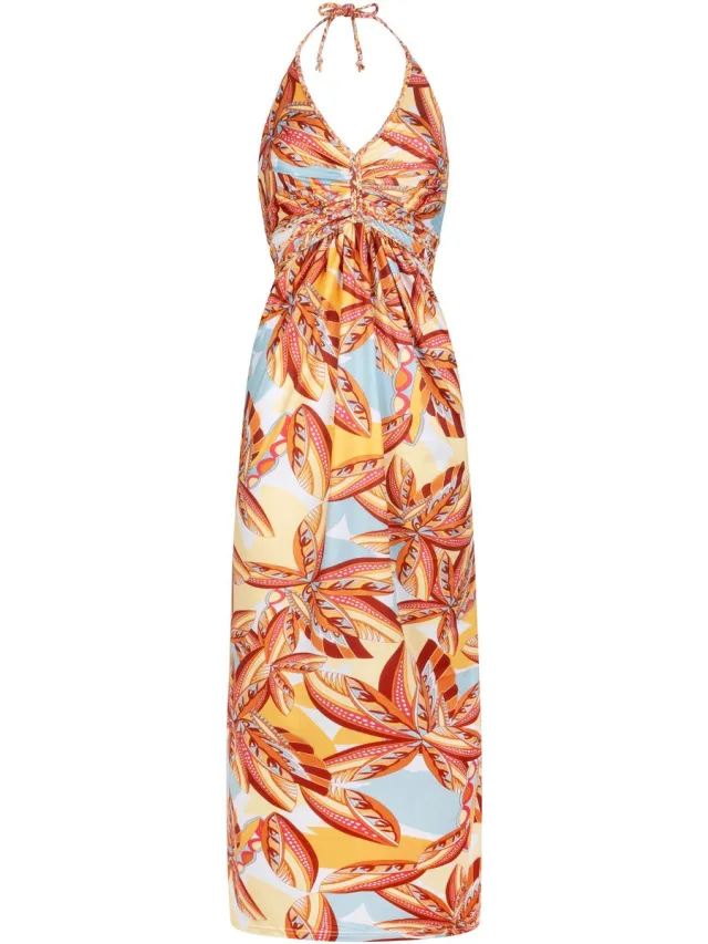 Chic by Lirette Halter jurk Palm - Caribbean Sunrise