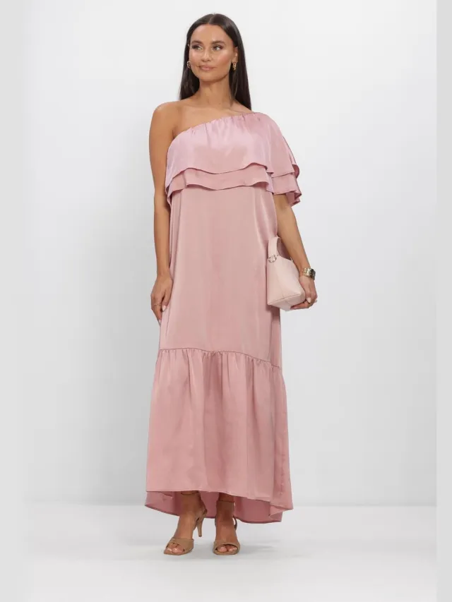 Studio AMAYA Linne Dress Dames - Jurk - Lichtroze