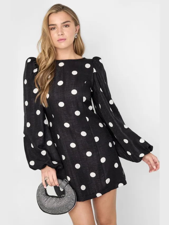YW YEHWANG Jurk Polkadot - Herfst collectie - Classy en elegant - Damesdingetjes Zwart, wit