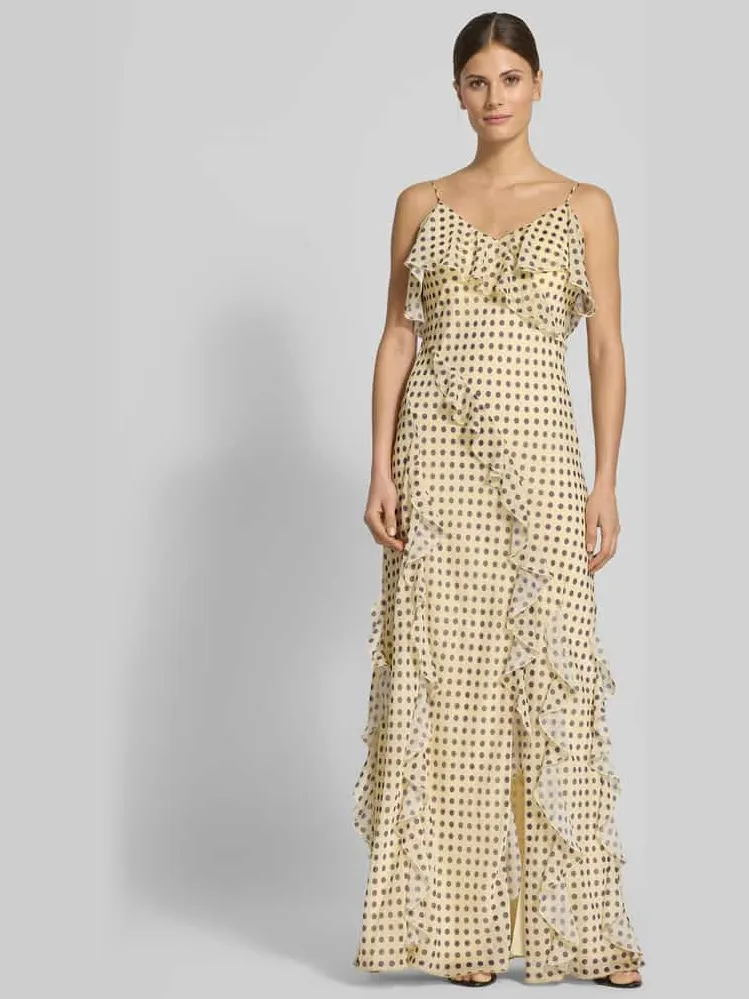 Jake*s Cocktail maxi-jurk met ruches Lichtgeel