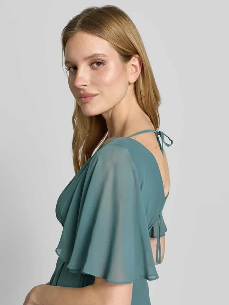 Jake*s Cocktail midi-jurk van chiffon met diepe V-hals rietgroen gemêleerd, foto 5