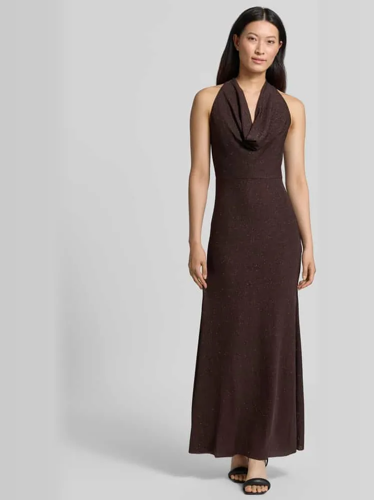 Rinascimento slim fit avondjurk in glitterlook Donkerbruin