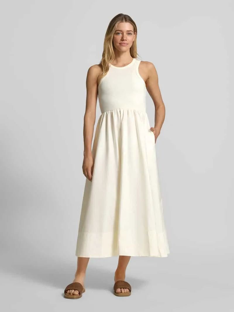 Y.A.S. midi-jurk met ronde hals model 'MIRI' Wit