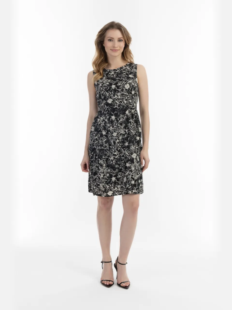 Usha retro print midi jurk Zwart