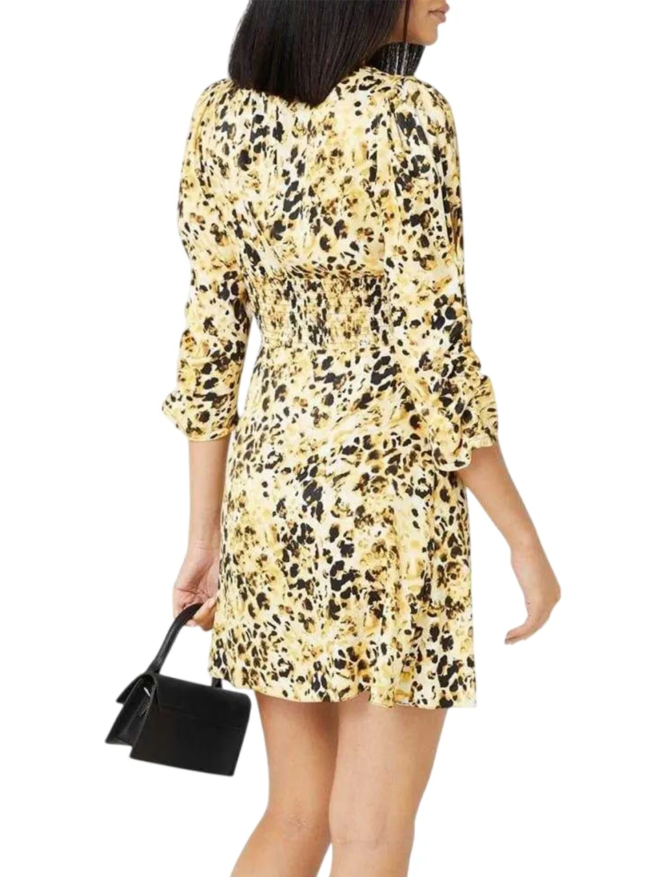Hugo Dames/Dames Mini Jurk met Luipaardprint (Geel/Bruin)