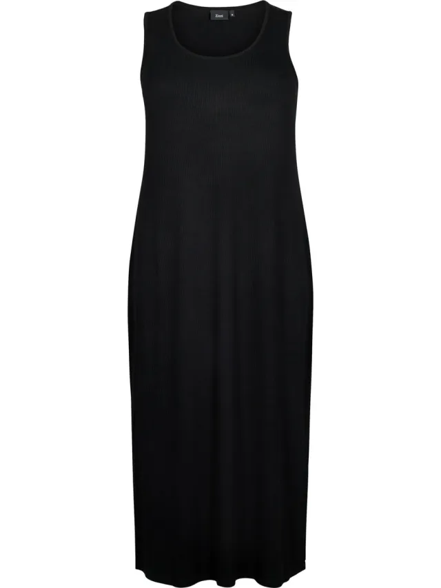 Zizzi VCARLY, 7/8 DRESS Dames Jurk - Black - Maat S (42-44) Zwart