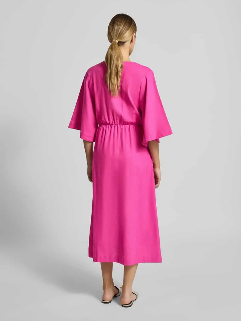 GUIDO MARIA KRETSCHMER WOMAN midi-jurk van linnenmix met kimonomouwen model 'Laura' fuchsia, foto 3