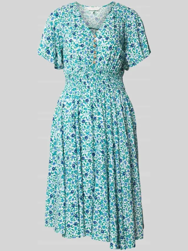 Apricot Knie-lange jurk van viscose turquoise, foto 2