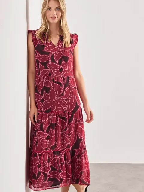 Street One Maxijurk van chiffon met print Rood