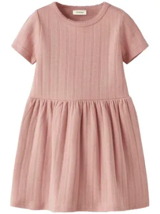 Lil' Atelier mini A-lijn jurk ajour roze
