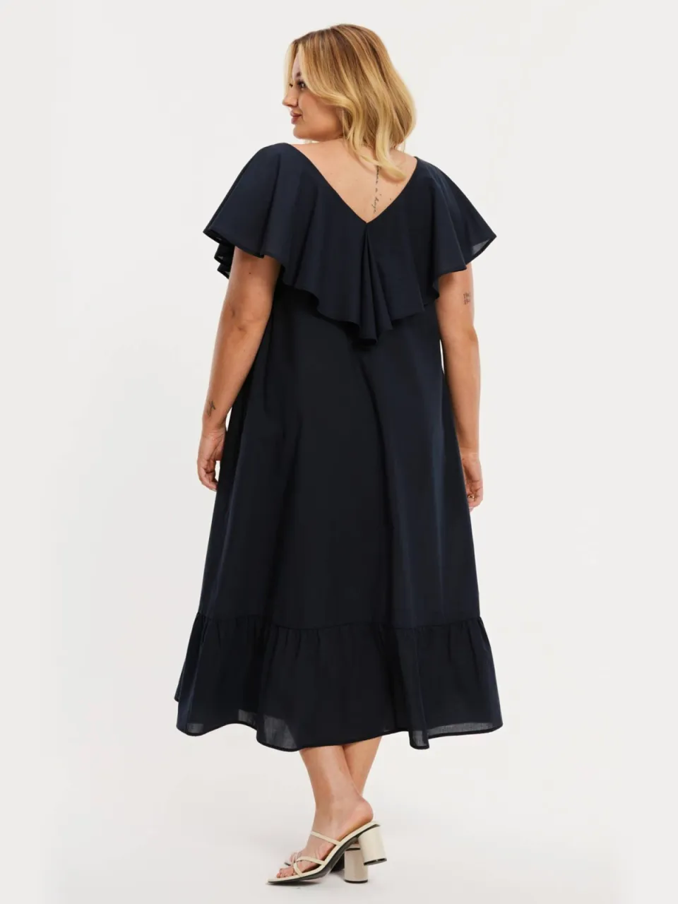 Yoek SOFT jurk met ruches zwart, foto 3