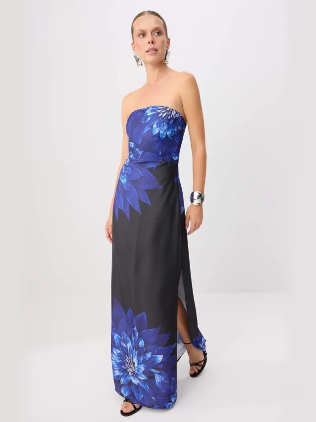 Trendyol TRENDYOLMİLLA Dames Meerkleurig Bloemen Maxi Mouwloos Recht Avond & Gala Jurk Veelkleurig