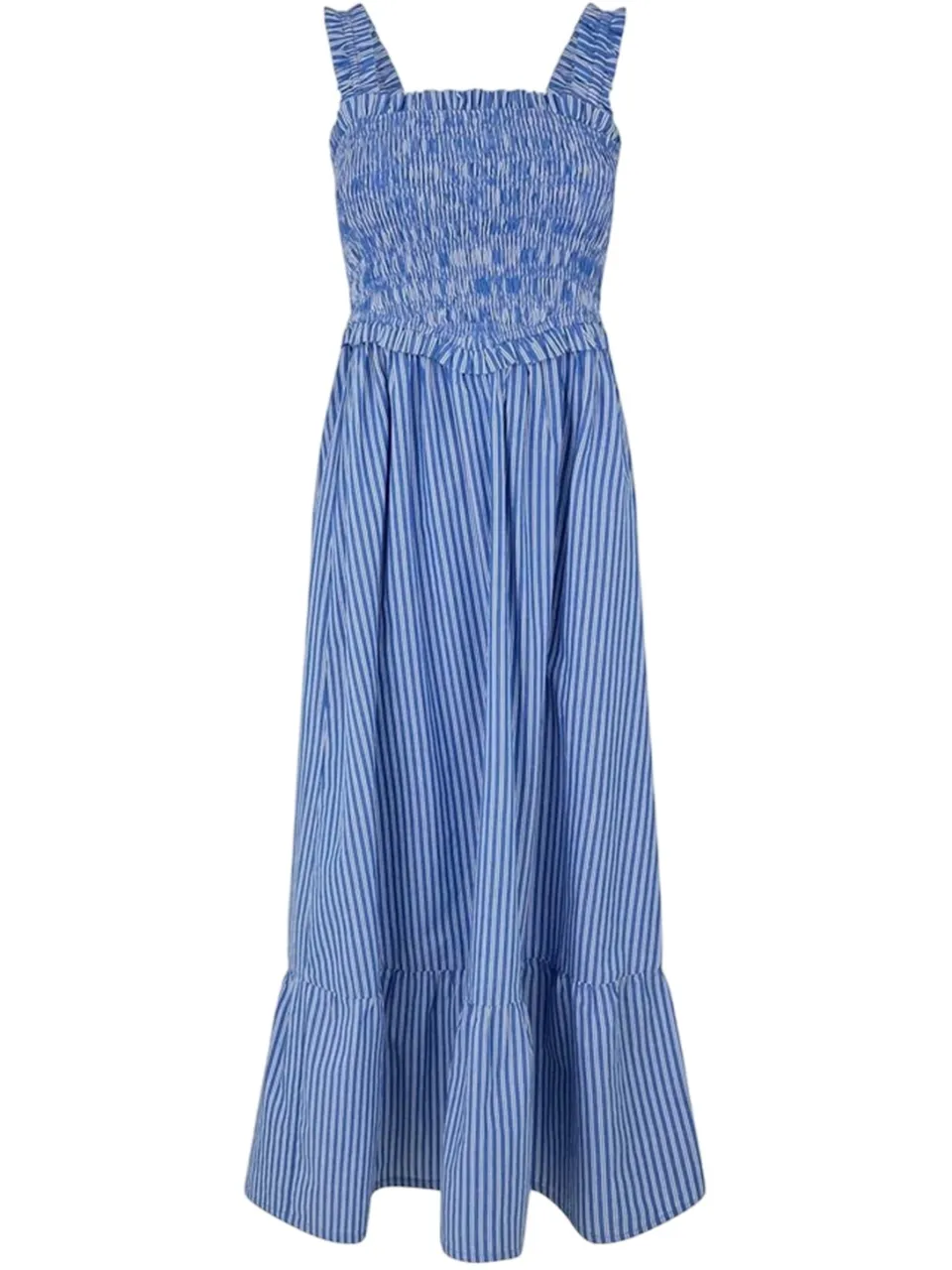 Jack Wills Gestreepte katoenen maxi-jurk met plooien voor dames (Blauw), foto 2