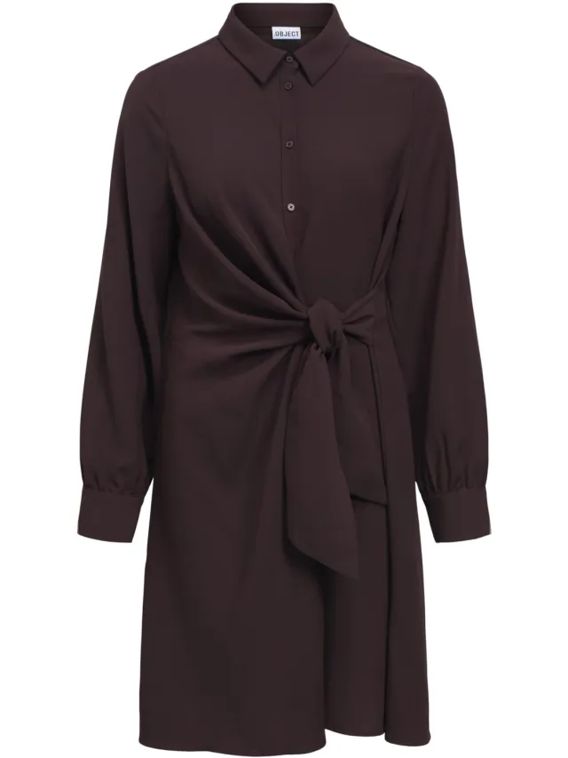 OBJECT COLLECTORS ITEM Object Jurk Objbarin L/s Re Short Dress 148 23050284 Chocolate Plum Dames Maat - 34 Chocolate Plum1