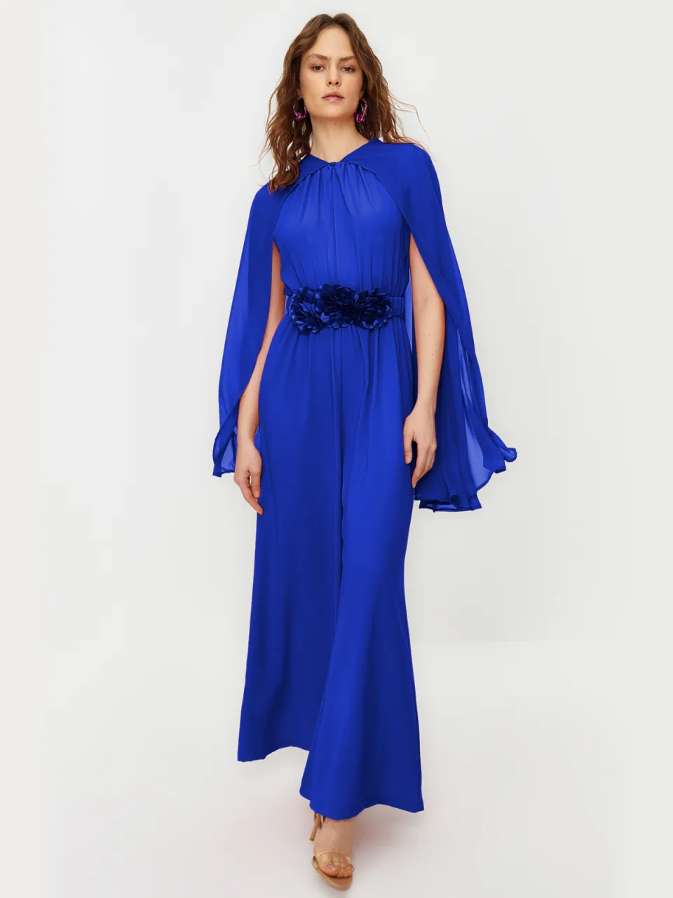 Trendyol Modest Dames Blauw Effen Maxi Mouwloos Stijlvol/Avond Skater Modest Avond Jurken, foto 2