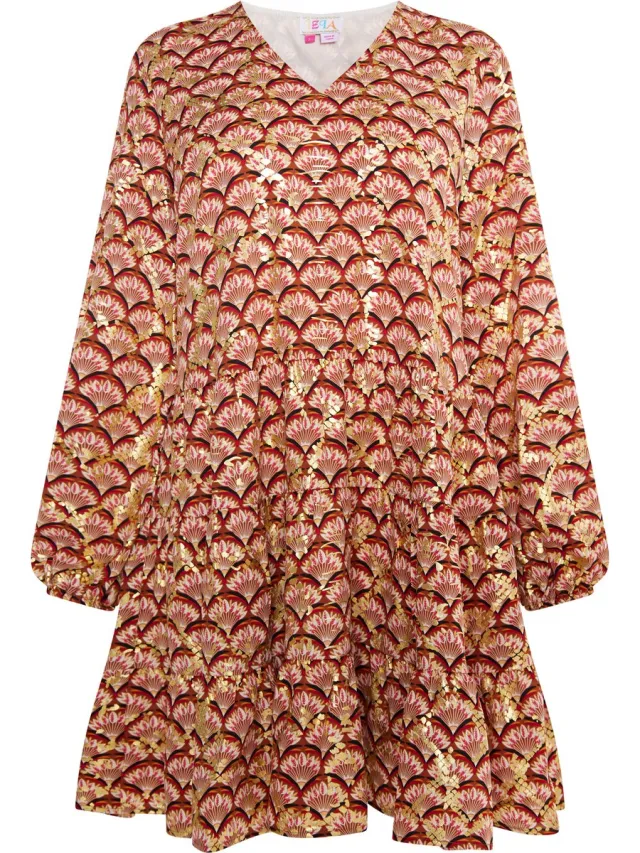 IZIA Jurk Camel Veelkleurig