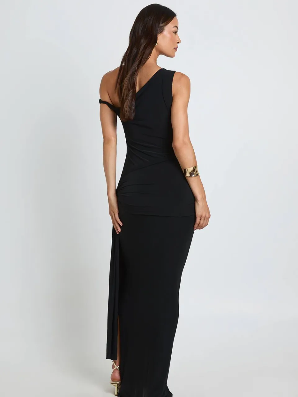 boohoo Dames Lange Slinky Maxi-jurk Met Twistdetail zwart, foto 2