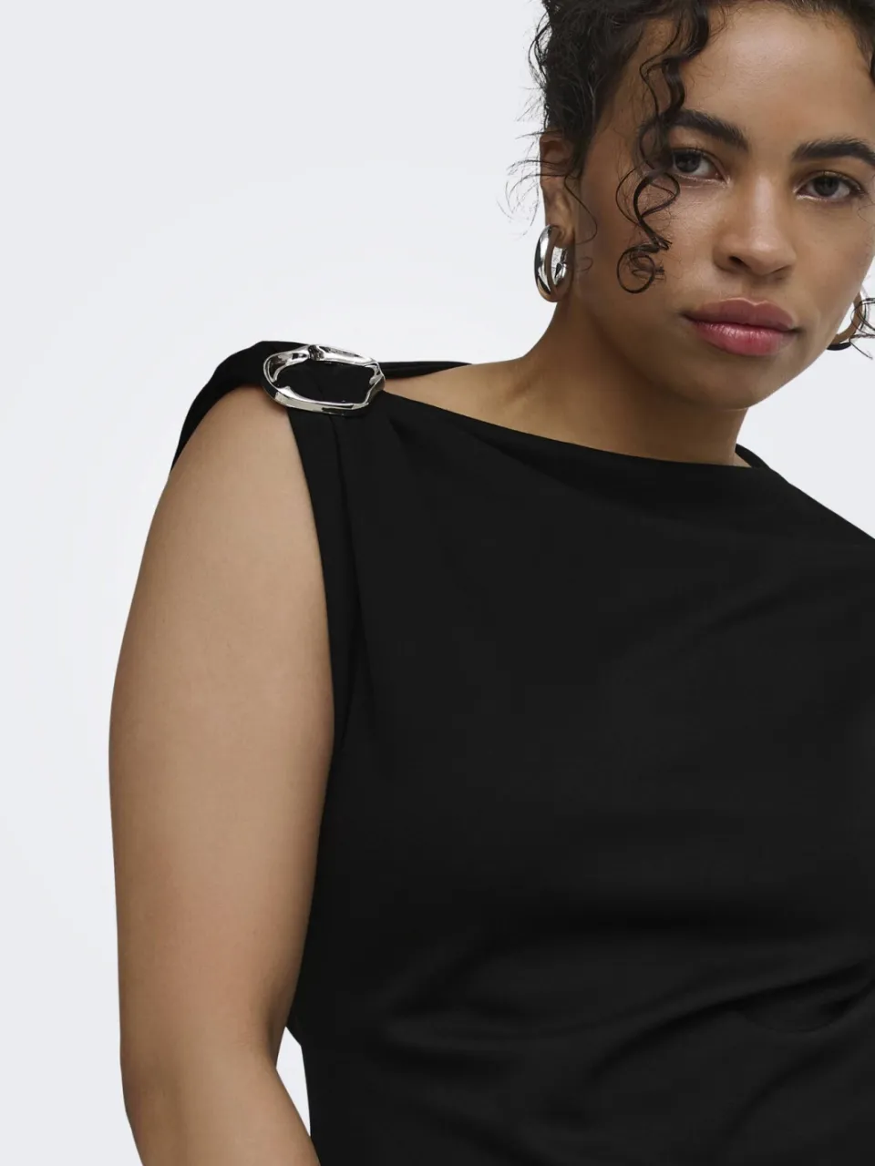 Only Carmakoma Plus Size one shoulder midi jurk - zwart, foto 3