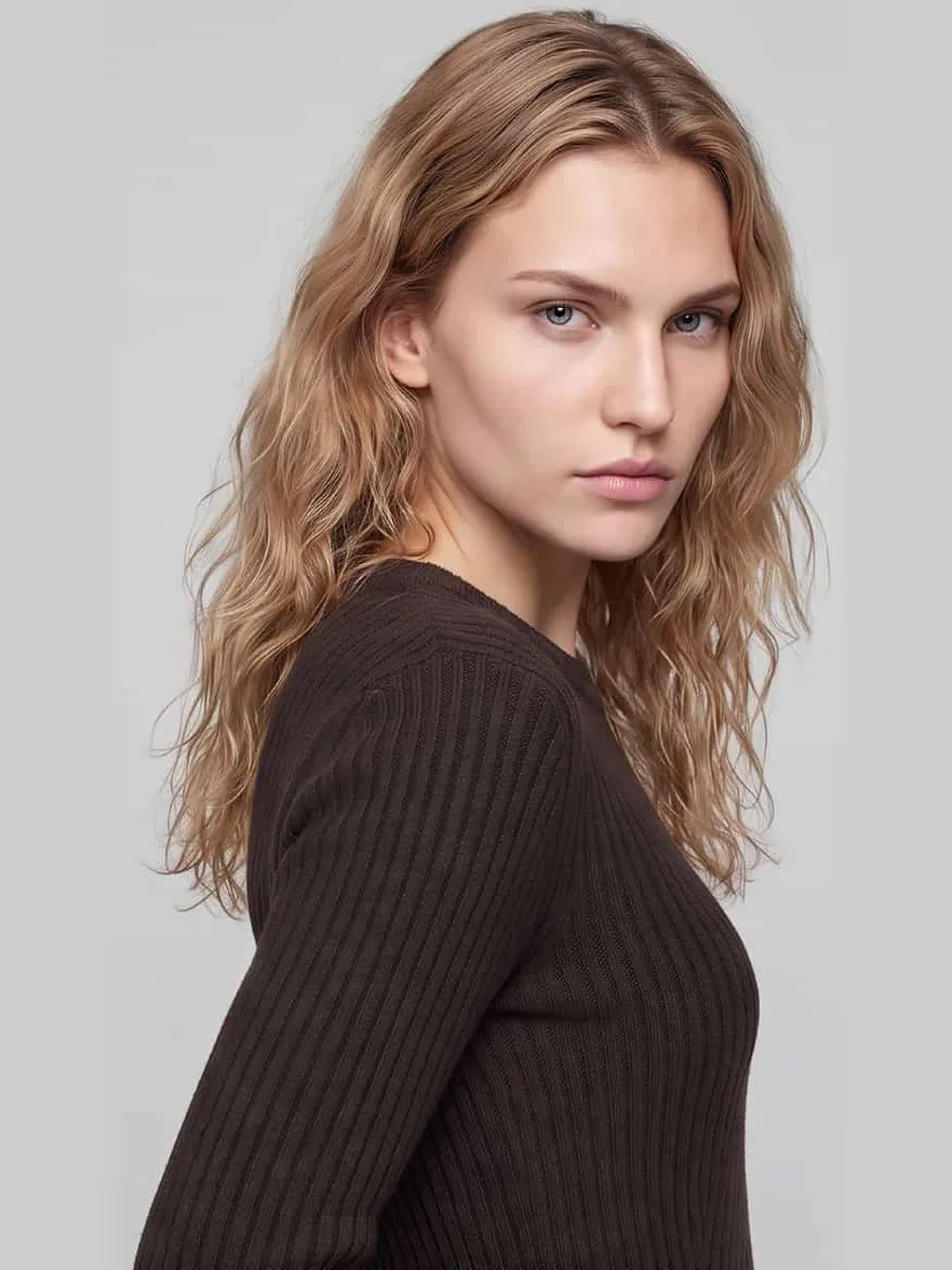 Vero Moda Josanna tricotjurk donkerbruin chocoladebruin, foto 4