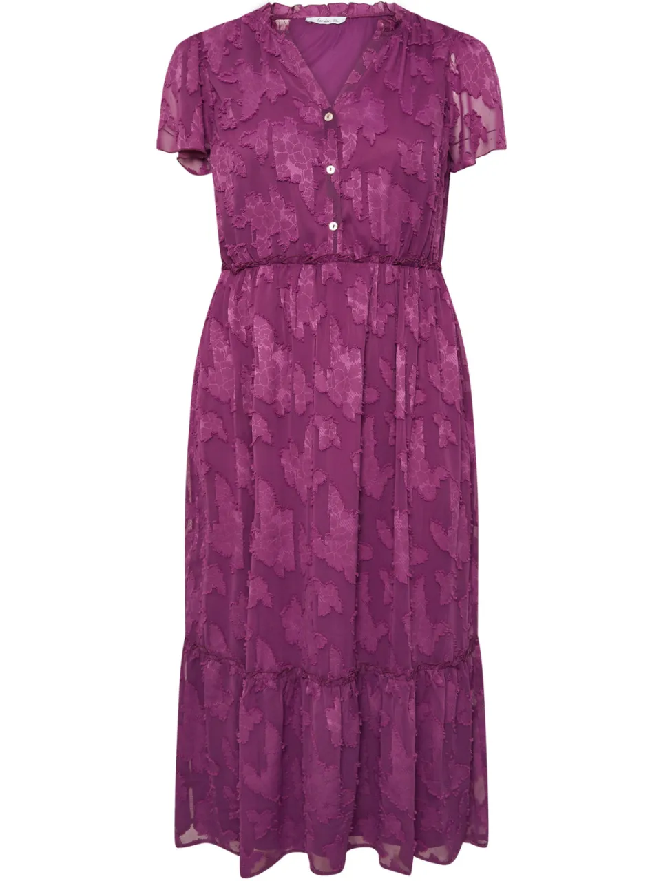 Yours London Midaxi Jurk Van Jacquard Met Burnout Motief In Paars, foto 4