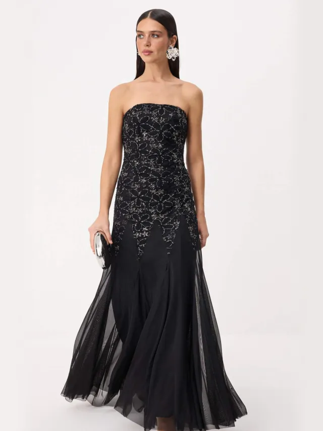 Trendyol TRENDYOLMİLLA Dames Zwart Effen Maxi Mouwloos Recht Avond & Gala Jurk