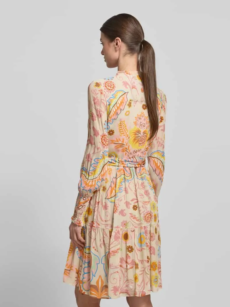 HERZENS Regular fit jurk met all-over bloemenprint zand, foto 3
