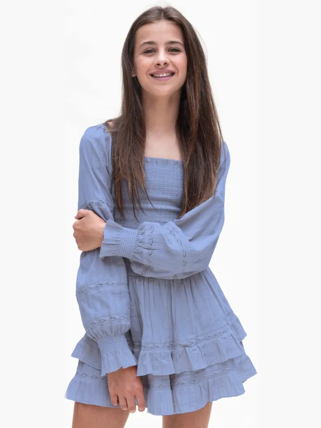 LOOXS REVOLUTION LOOXS 10sixteen 2512-5828-105 Meisjes jurk - Blauw van 100% Cotton