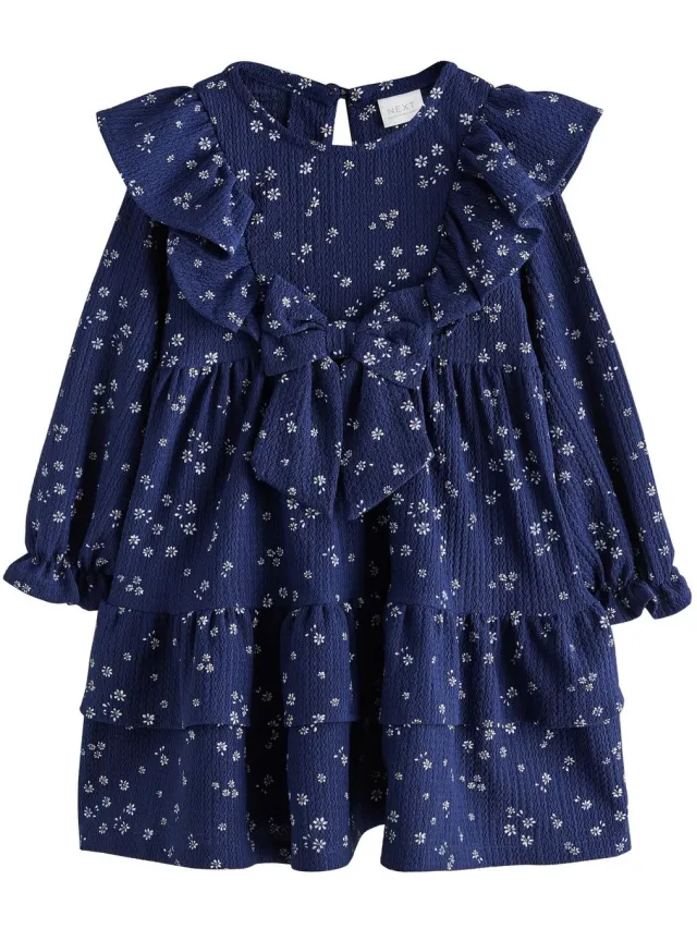 Next Meisjes - Gelaagde jurk met lange mouwen - Blauw Navy