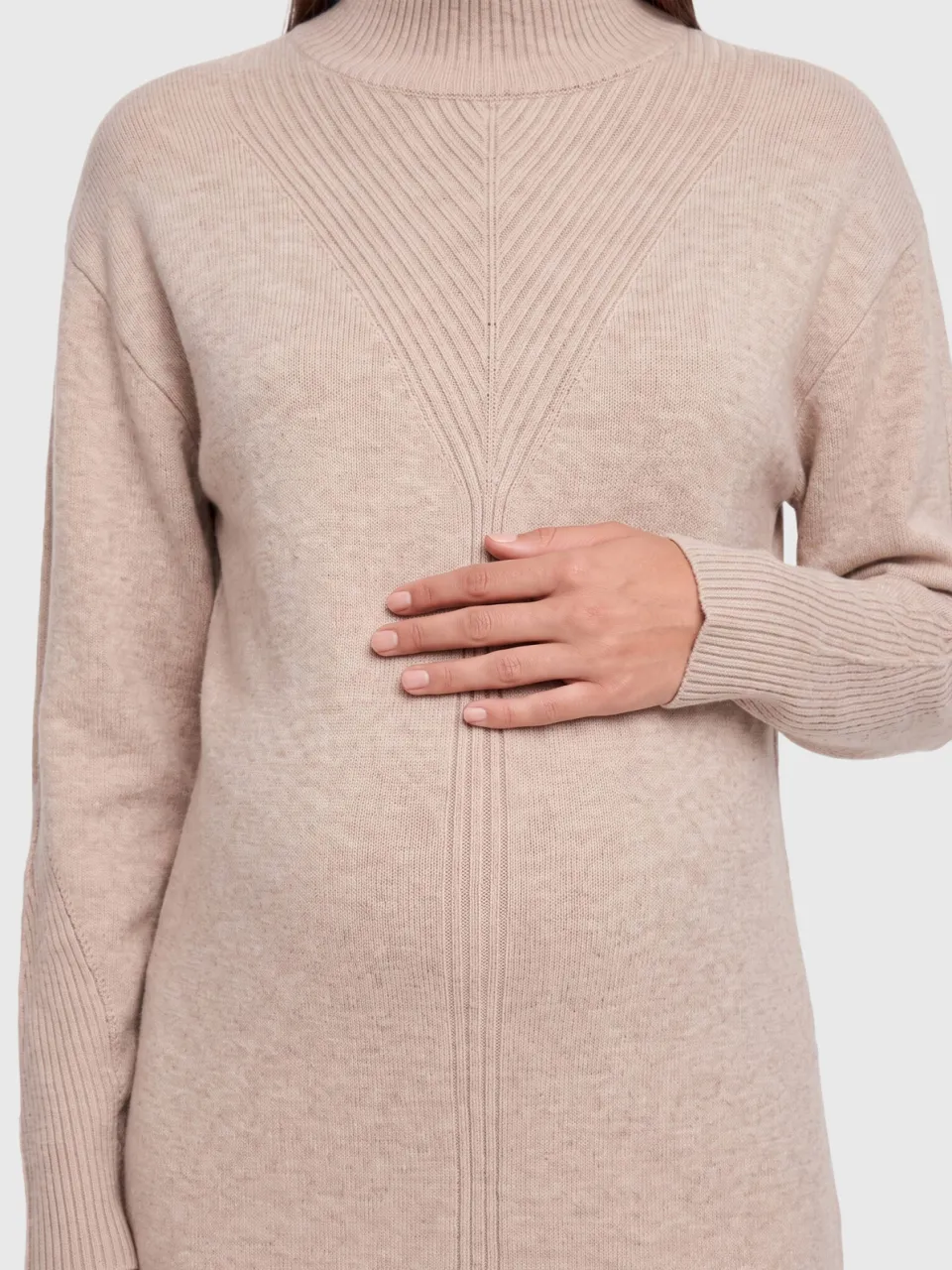 Only Maternity gebreide zwangerschapscoljurk beige, foto 6