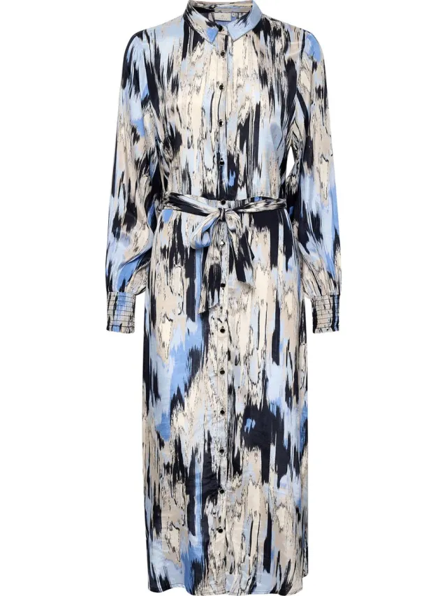 Kaffe KAobina Oline Dress Dames Jurk Blue Ikat Print