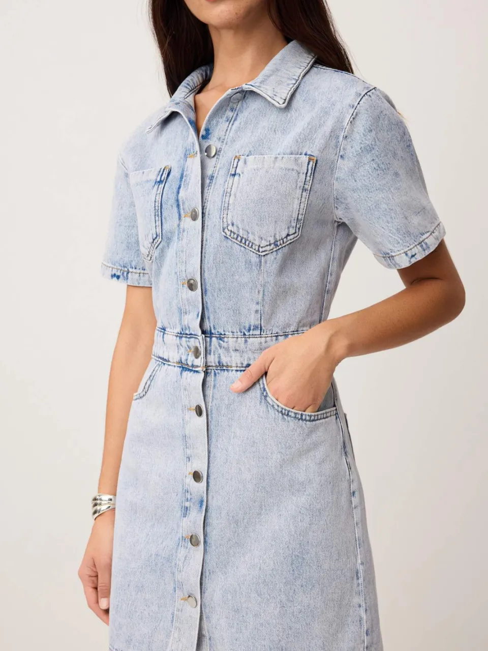 Trendyol TRENDYOLMİLLA Dames Blauw Effen Kort / Mini Kort A-lijn Jurken, foto 2