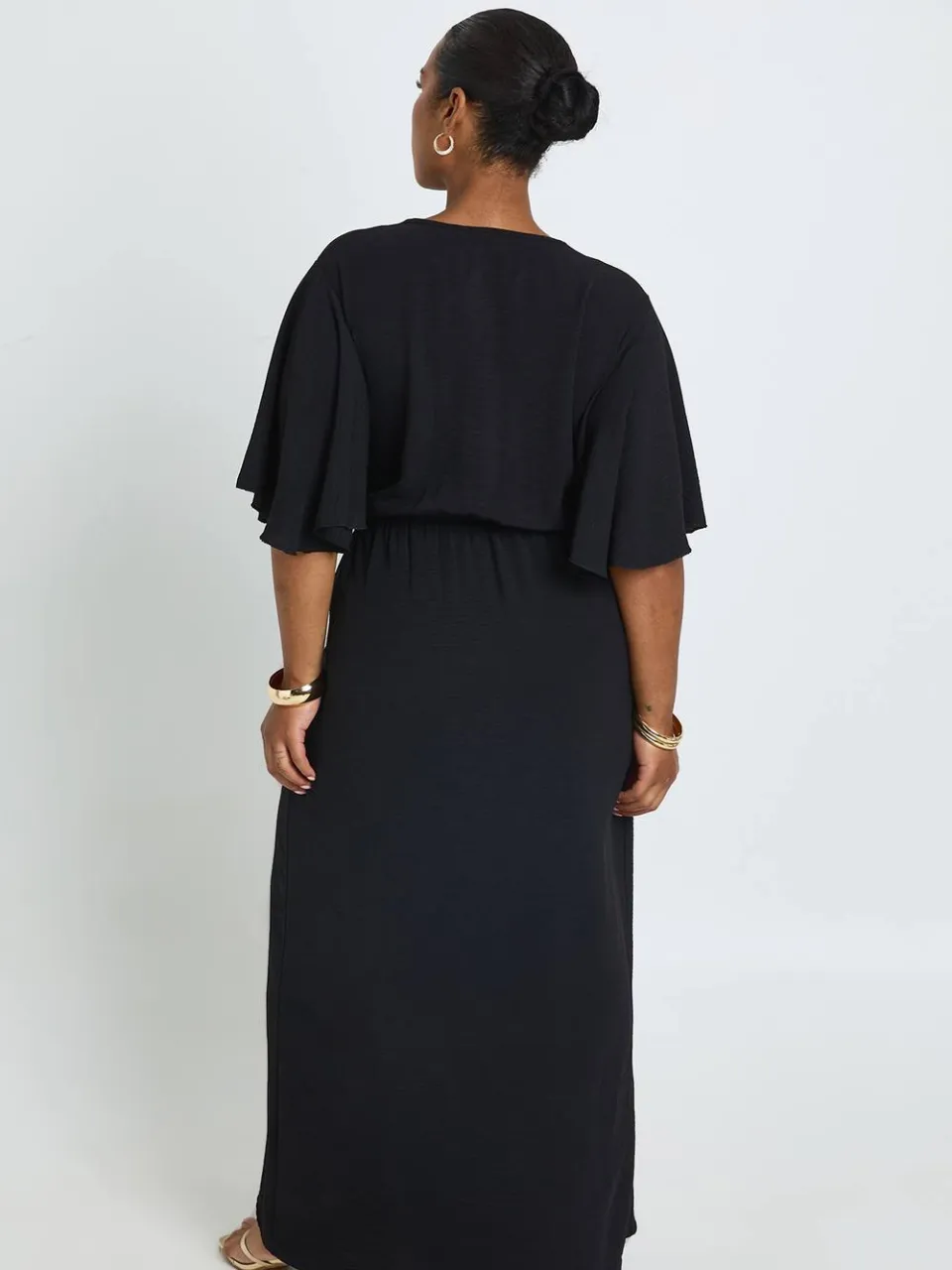 boohoo Dames Plus Maxi Jurk Met Textuur En Strikdetail zwart, foto 2