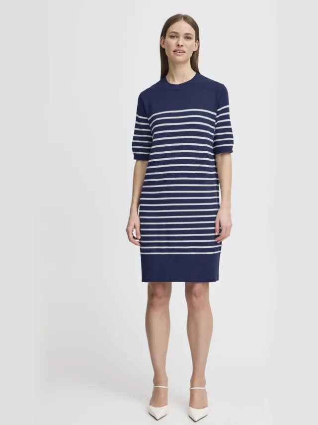 b.Young BYMMORLA SS DRESS - Dames - Mini jurken Medieval Blue Mix