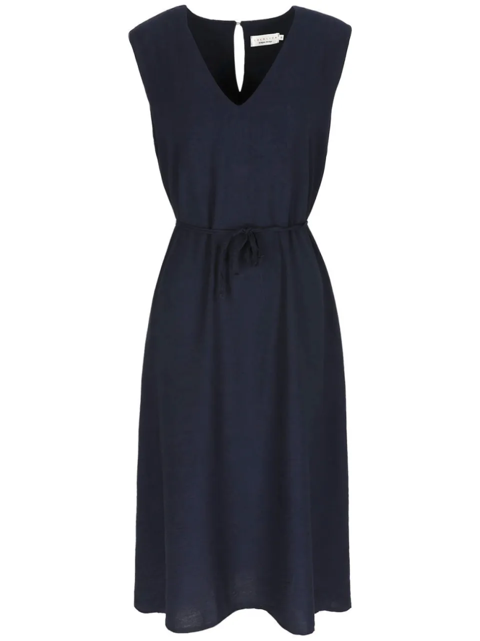 LOLALIZA midi jurk met ceintuur - donkerblauw, foto 2