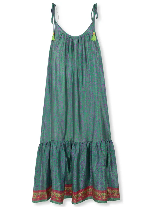 el.résidu dames vegan Midi Jurk Myra Groen Paars
