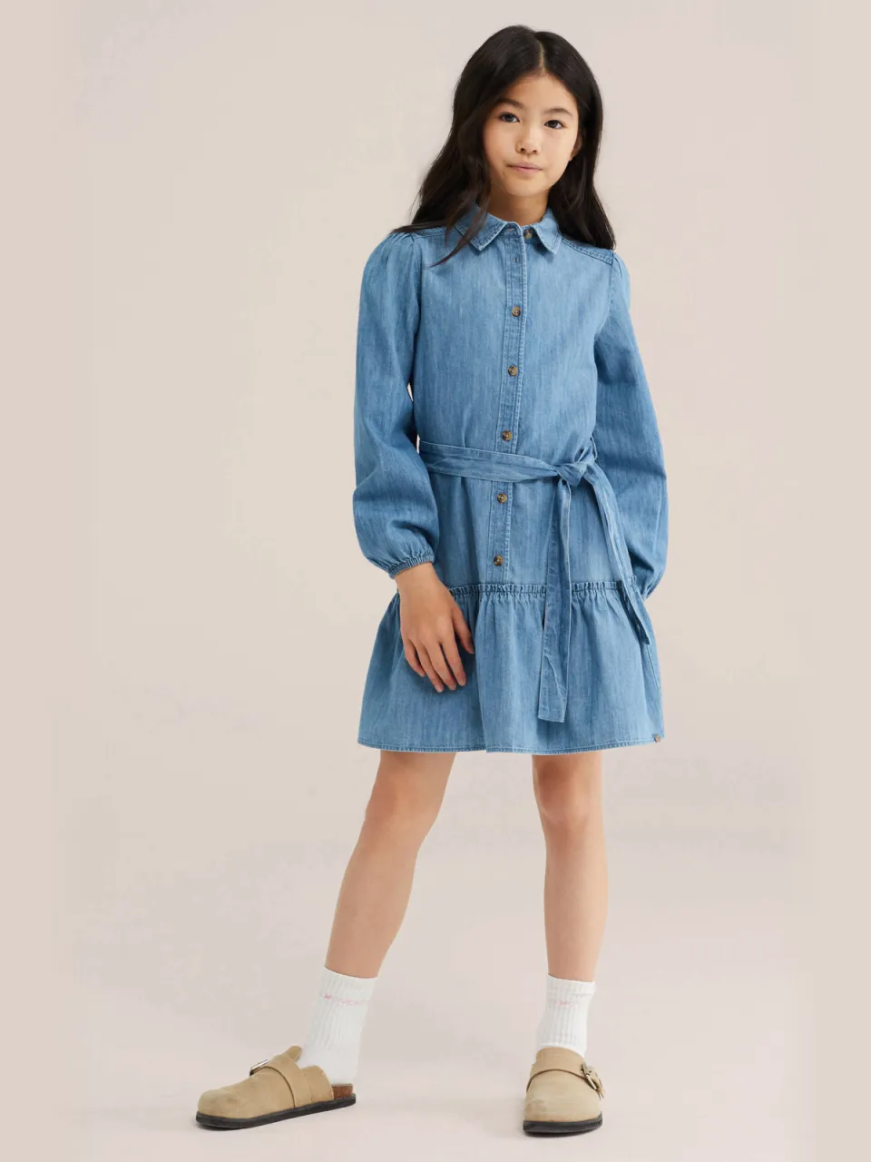 WE Fashion spijkerjurk met ruches blauw, foto 4