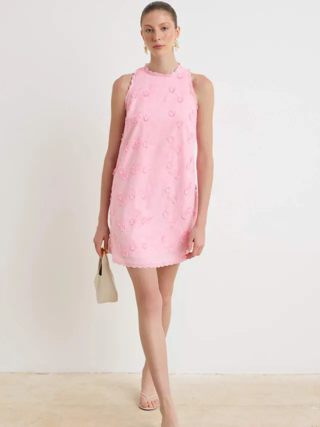 Trendyol TRENDYOLMİLLA Dames Roze Effen Kort / Mini Mouwloos A-lijn Jurken