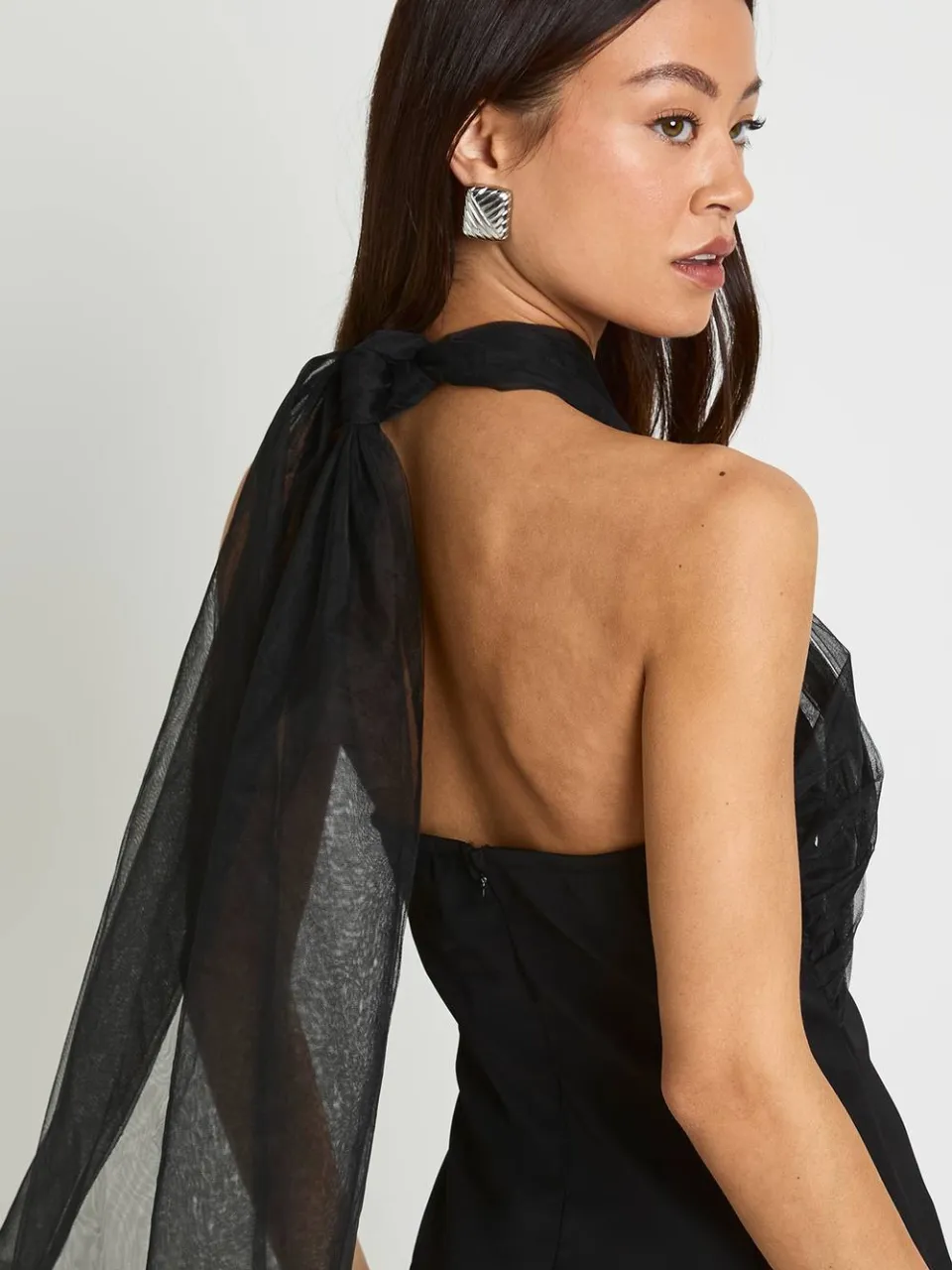 boohoo Dames Lange Tulle Halternek Minikjurk zwart, foto 4